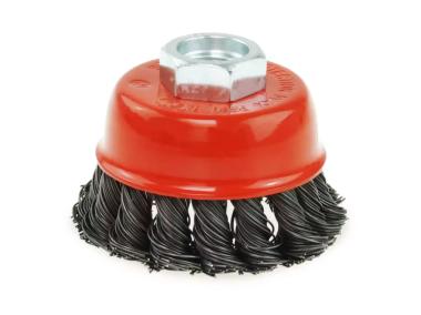 Zdjęcie: Szczotka druciana doczołowa stalowa 100 mm M14 drut skręcany DEDRA
