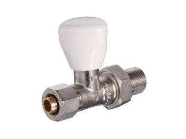 Zdjęcie: Zawór na zawieszce grzejnikowy zasilający prosty 1/2" z przyłączem zaciskanym 16 x 2,0 mm CALIDO