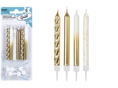 Zdjęcie: Świeczki urodzinowe Gold 6 sztuk DECOR