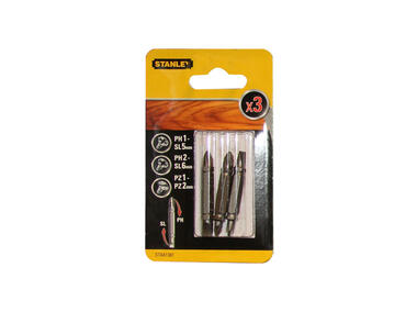 Zdjęcie: Końcówki wkrętarskie kpl. PH1/SL5, PH2/SL6, PZ1/PZ2 /48 mm STANLEY