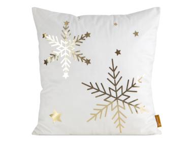 Zdjęcie: Poduszka welwetowa świąteczna 45x45 cm biało-złota EUROFIRANY