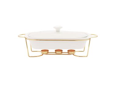 Zdjęcie: Naczynie do zapiekania Regular prostokątne 1800 ml na pogrzewaczu w kolorze złotym ALTOM DESIGN