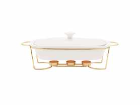 Naczynie do zapiekania Regular prostokątne 1800 ml na pogrzewaczu w kolorze złotym ALTOM DESIGN