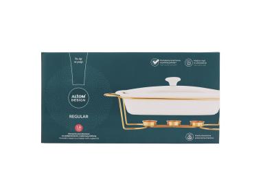 Zdjęcie: Naczynie do zapiekania Regular prostokątne 1800 ml na pogrzewaczu w kolorze złotym ALTOM DESIGN