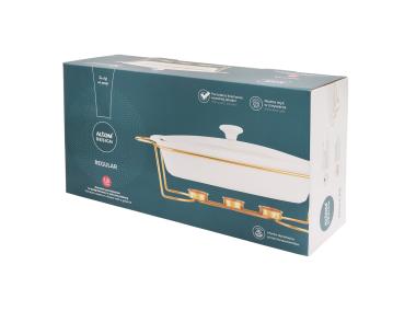 Zdjęcie: Naczynie do zapiekania Regular prostokątne 1800 ml na pogrzewaczu w kolorze złotym ALTOM DESIGN