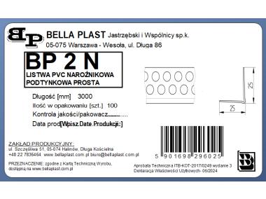 Zdjęcie: Kątownik PVC Prosty BP2N L300 biały BELLA PLAST