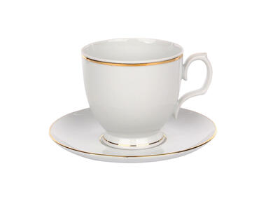 Zdjęcie: Filiżanka Cappuccino Mariapaula Złota Linia  350 ml, spodek 17 cm w opasce ALTOMDESIGN