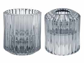 Świecznik szklany Tealight gray 6 cm 81423 RAVI