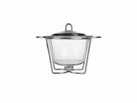 Naczynie żaroodporne okrągłe 4 L z pokrywą nierdzewną na podgrzewaczu Meteor ALTOMDESIGN