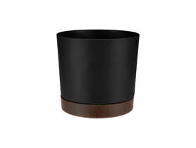 Doniczka Hoover 20 cm z podstawką czarna GALICJA