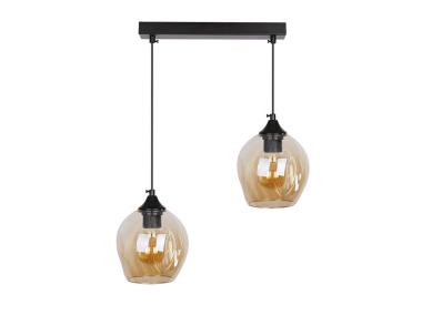 Zdjęcie: Lampa wisząca Aspa czarny 2x40 W E27 klosz brązowy CANDELLUX
