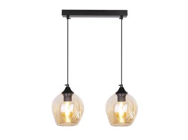 Zdjęcie: Lampa wisząca Aspa czarny 2x40 W E27 klosz brązowy CANDELLUX