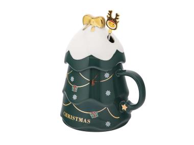 Zdjęcie: Kubek choinka zielona 500 ml z pokrywką i mieszadełkiem ALTOM DESIGN