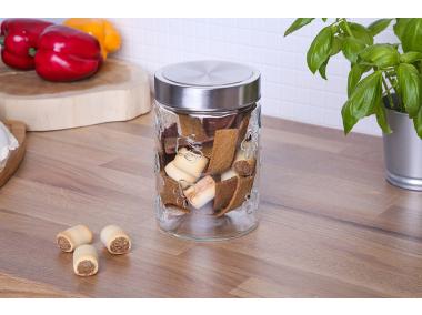 Zdjęcie: Pojemnik szklany z metalową i pokrywką 1300 ml dekoracja łapki ALTOMDESIGN