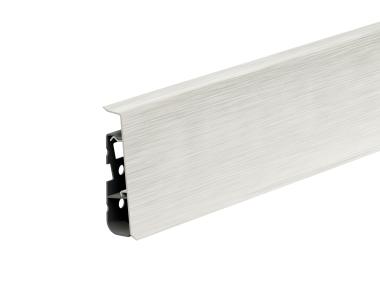 Zdjęcie: Listwa przypodłogowa PVC Hi Line Prestige 2,2x7,5 cm 2,50 m Aluminium szczotkowane białe Mat CEZAR