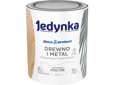 Zdjęcie: Emalia akrylowa Deco&Protect drewno i metal satynowy połysk biały 0,7 L JEDYNKA