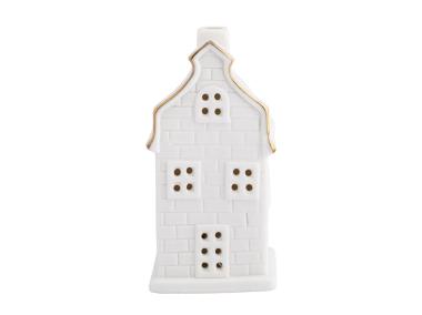 Zdjęcie: Domek ceramiczny LED 6x6x12 cm biały ze złotą linią ALTOMDESIGN