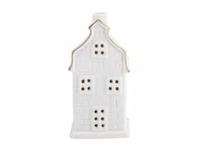 Domek ceramiczny LED 6x6x12 cm biały ze złotą linią ALTOMDESIGN