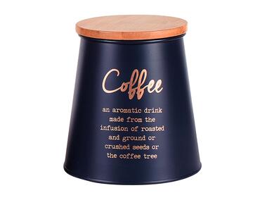 Zdjęcie: Puszka stożkowa z pokrywą bambusową 10,5x14x10,5 cm granatowa dekoracja Coffee ALTOMDESIGN