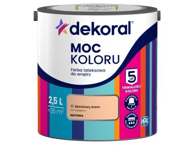 Zdjęcie: Farba lateksowa Moc Koloru morelowy krem 2,5 L DEKORAL