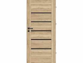 Drzwi wewnętrzne Seres 80P dąb halifax, czarna szyba, pokój NAWADOOR