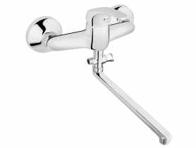 Bateria umywalkowo-wannowa ścienna z przyłączem natrysku Basic, chrom FERRO