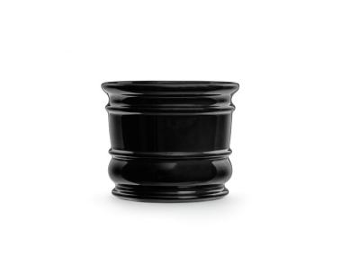 Zdjęcie: Doniczka ceramiczna z podstawką Beczka 14x15 cm czarny połysk FLOWERPOT