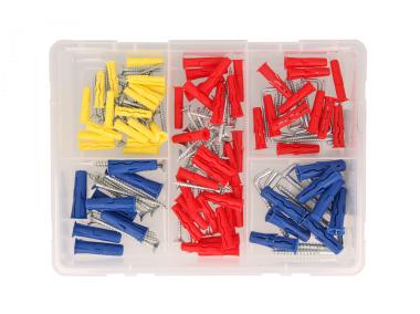 Zdjęcie: Zestaw kołków uniwersalnych UNO 5x24 mm 6x28 mm 8x32 mm z wkrętami i hakami 144 elementy RAWLPLUG