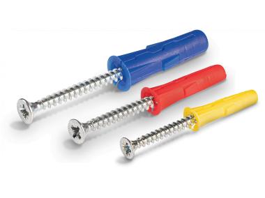 Zdjęcie: Zestaw kołków uniwersalnych UNO 5x24 mm 6x28 mm 8x32 mm z wkrętami i hakami 144 elementy RAWLPLUG