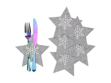 Zdjęcie: Etui na sztućce z filcu gwiazdka 6 sztuk szare JUMI