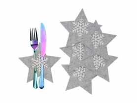 Etui na sztućce z filcu gwiazdka 6 sztuk szare JUMI