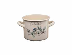 Garnek emaliowany z kalką Flores 14 cm/1,5 L  wzór 2 GALICJA