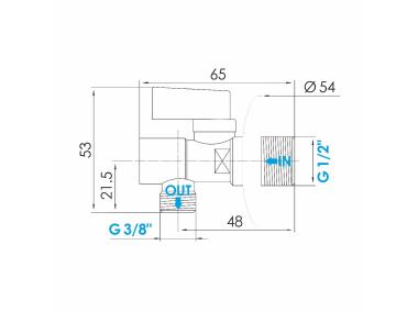 Zdjęcie: Zawór kulowy kątowy 1/2x3/8 z filtrem z metalowym pokrętłem TYCNER