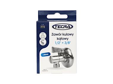Zdjęcie: Zawór kulowy kątowy 1/2x3/8 z filtrem z metalowym pokrętłem TYCNER