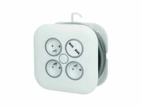 Przedłużacz zwijany z 3-krotnym gniazdem + 2xUSB, płaska wtyczka, 7 m ORNO