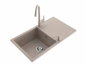Zlewozmywak granitowy Castello 1-komorowy piaskowy 76x44x21,5 cm bateria Avia U MILÓ