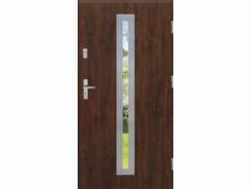 Drzwi zewnętrzne stalowo-drewniane Disting Otello 04 Orzech 100 cm prawe KR CENTER