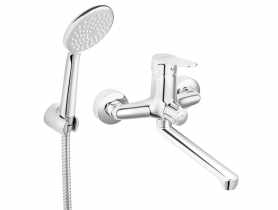 Bateria umywalkowa ścienna z przyłączem natrysku Isso,chrom FERRO