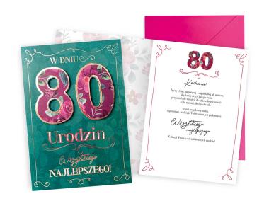 Zdjęcie: Karnet DKP-029 Urodziny 80-latki - cyfry KUKARTKA