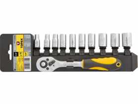Klucze nasadowe 1/4", zestaw 11 sztuk TOPEX