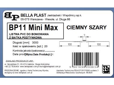 Zdjęcie: Listwa PVC do boniowania z siatką BP11 Mini Max L300 szary ciemny BELLA PLAST