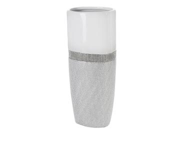 Zdjęcie: Wazon dekoracyjny Ida 16x11x38 cm biało-srebrny EUROFIRANY