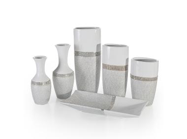 Zdjęcie: Wazon dekoracyjny Ida 16x11x38 cm biało-srebrny EUROFIRANY
