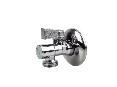 Zdjęcie: Zawór kulowy kątowy 1/2x1/2 z filtrem z metalowym pokrętłem TYCNER