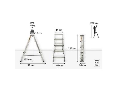 Zdjęcie: Drabina aluminiowa dwustronna 2x5 stopnie 125 kg DRABEST