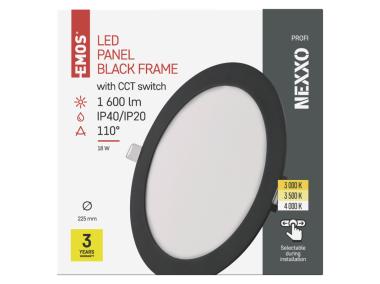 Zdjęcie: Panel LED wpuszczany Nexxo, okrągły, czarny, 18W, CCT EMOS