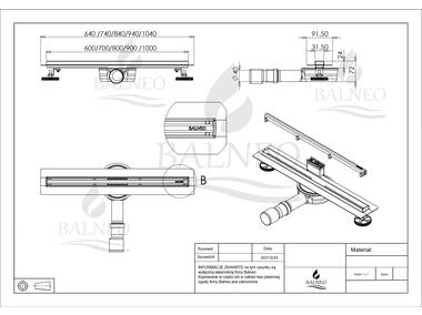 Zdjęcie: Odpływ liniowy prysznicowy (wąski) Slim & Low ProLine Gun Metal 60 cm BALNEO