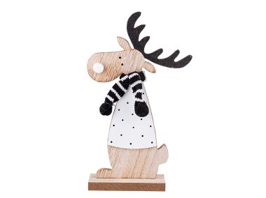 Zdjęcie: Renifer drewniany 11x5x25 cm biały w kropki ALTOMDESIGN