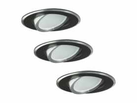 Oprawki podtynkowe LED Sun aluminiowe 3in1 okragle czarne szczorkowane trójpak POLUX