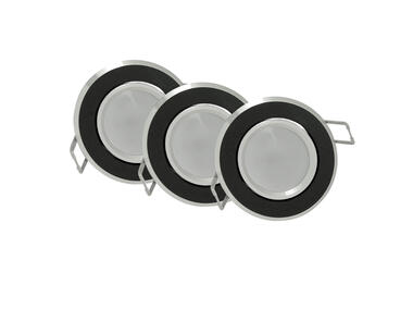 Zdjęcie: Oprawki podtynkowe LED Sun aluminiowe 3in1 okragle czarne szczorkowane trójpak POLUX